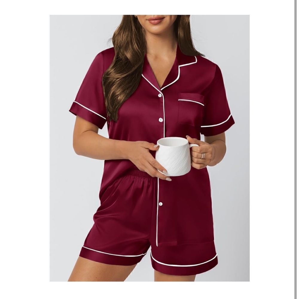 Matching silk satin pajama set